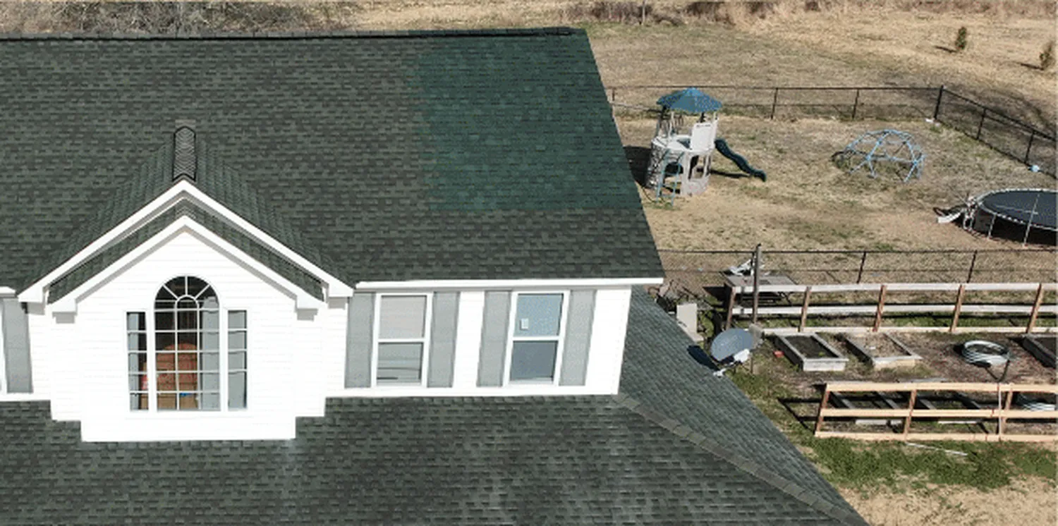 After treatment — country home with a mismatched repair section